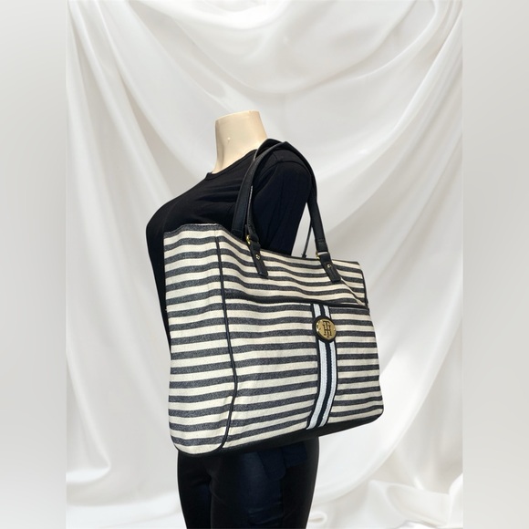 Tommy Hilfiger Handbags - Tommy Hilfiger Black and White Striped Tote